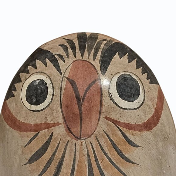 Vtg Mexico Stoneware OWL Bird Figurine Tonala Folk Art Southwestern Decor 4.5" - Picture 5 of 13